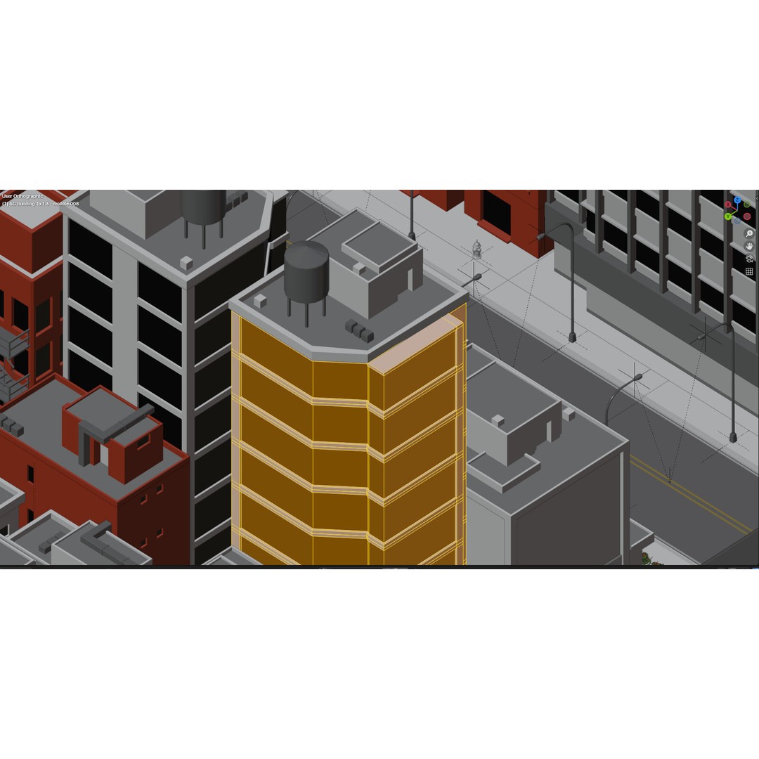 Downtown Skyscraper 3D Model – Low Poly Cityscape Asset, Game Ready - View 25