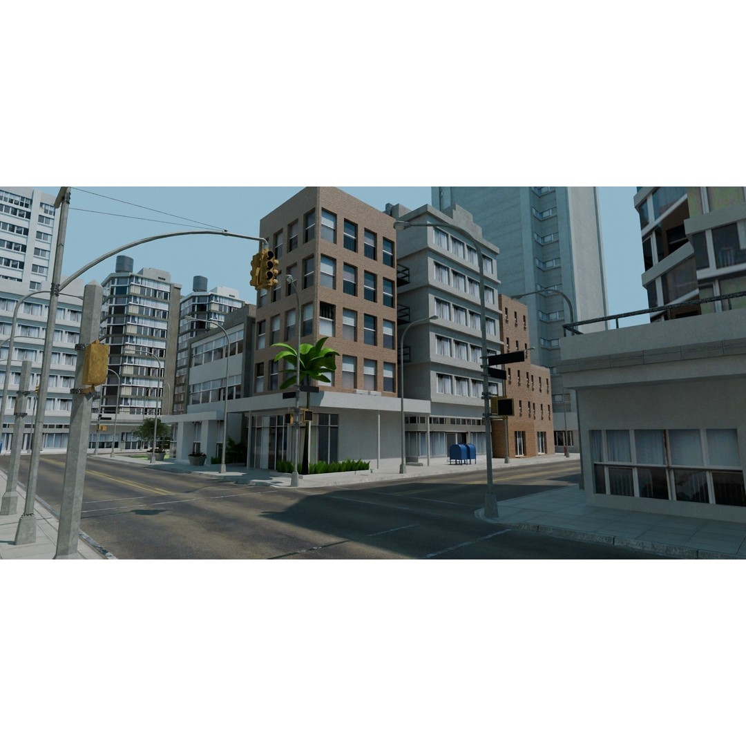 Downtown Skyscraper 3D Model – Low Poly Cityscape Asset, Game Ready - View 6
