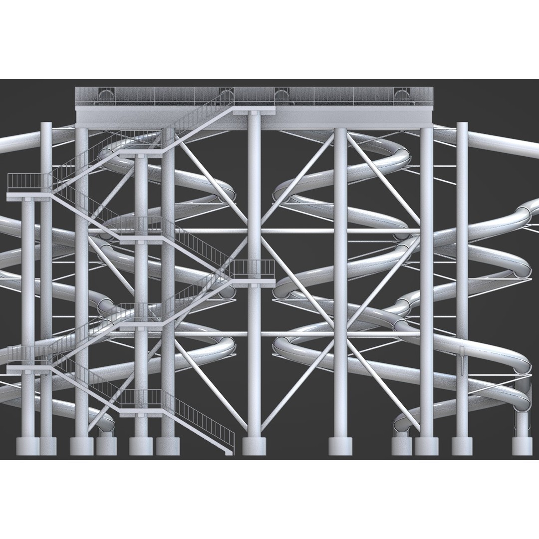 Aqua Park 3D Model – Low Poly Water Slide, Rigged, Blender, FBX