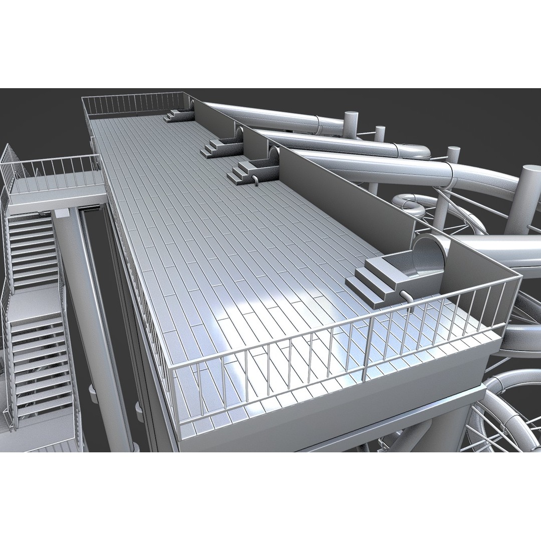 Aqua Park 3D Model – Low Poly Water Slide, Rigged, Blender, FBX - View 4