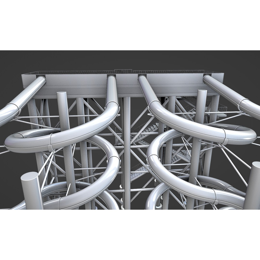 Aqua Park 3D Model – Low Poly Water Slide, Rigged, Blender, FBX - View 5