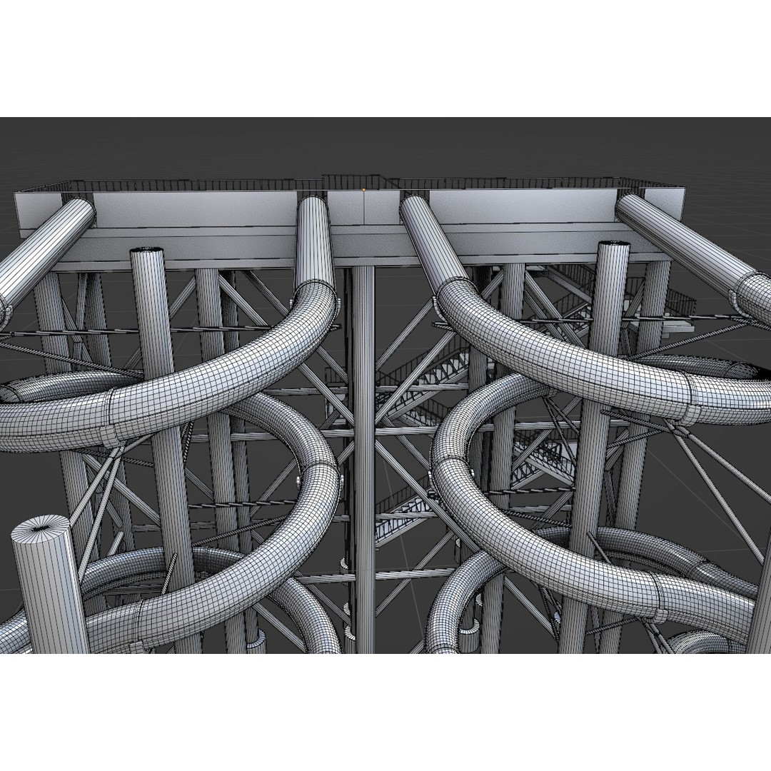 Aqua Park 3D Model – Low Poly Water Slide, Rigged, Blender, FBX - View 6