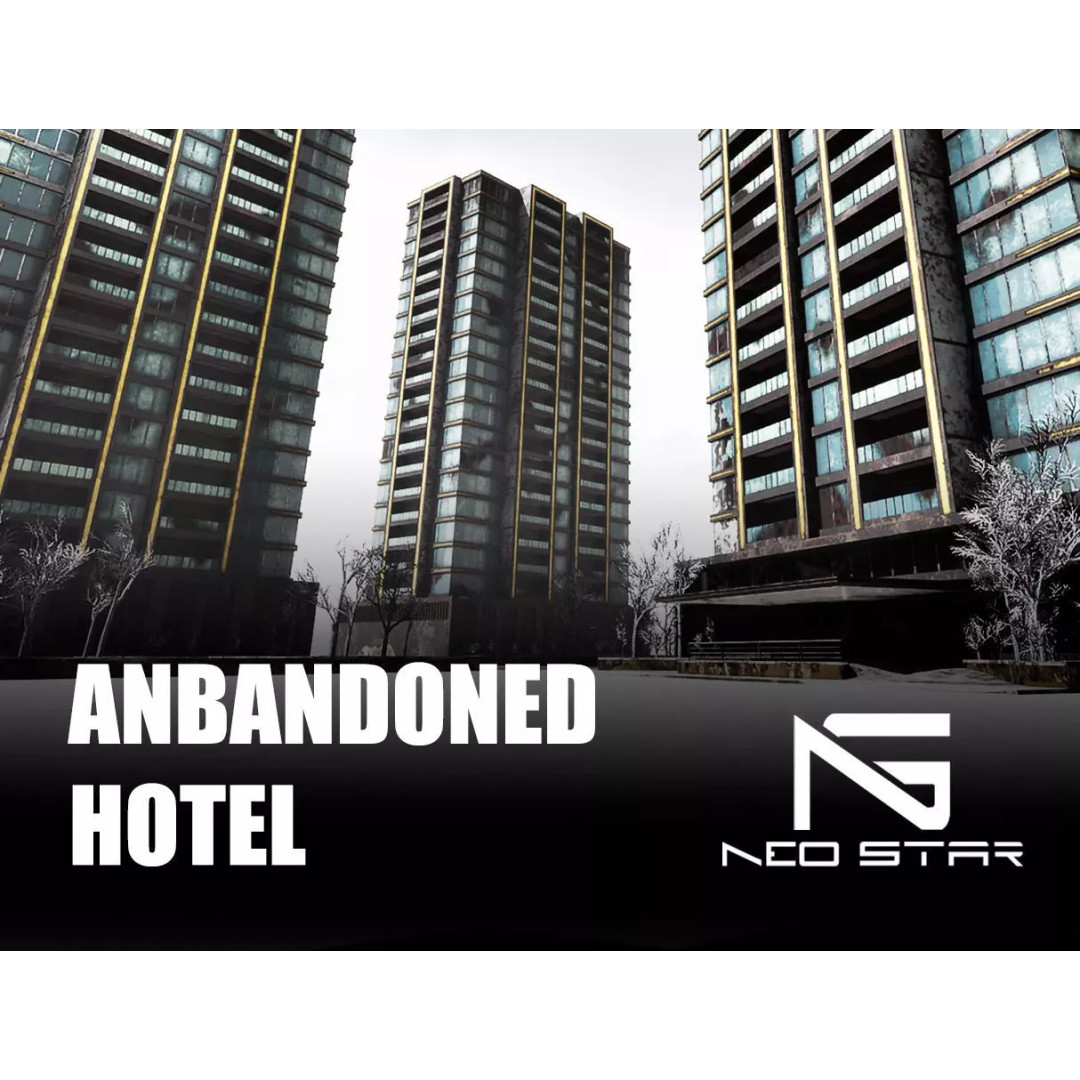 Abandoned Hotel 3D Model – Low Poly Game Asset, FBX, PBR Textures - View 2