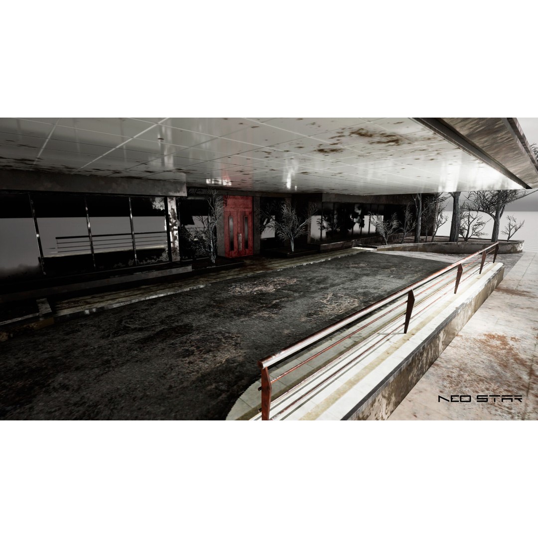 Abandoned Hotel 3D Model – Low Poly Game Asset, FBX, PBR Textures - View 6