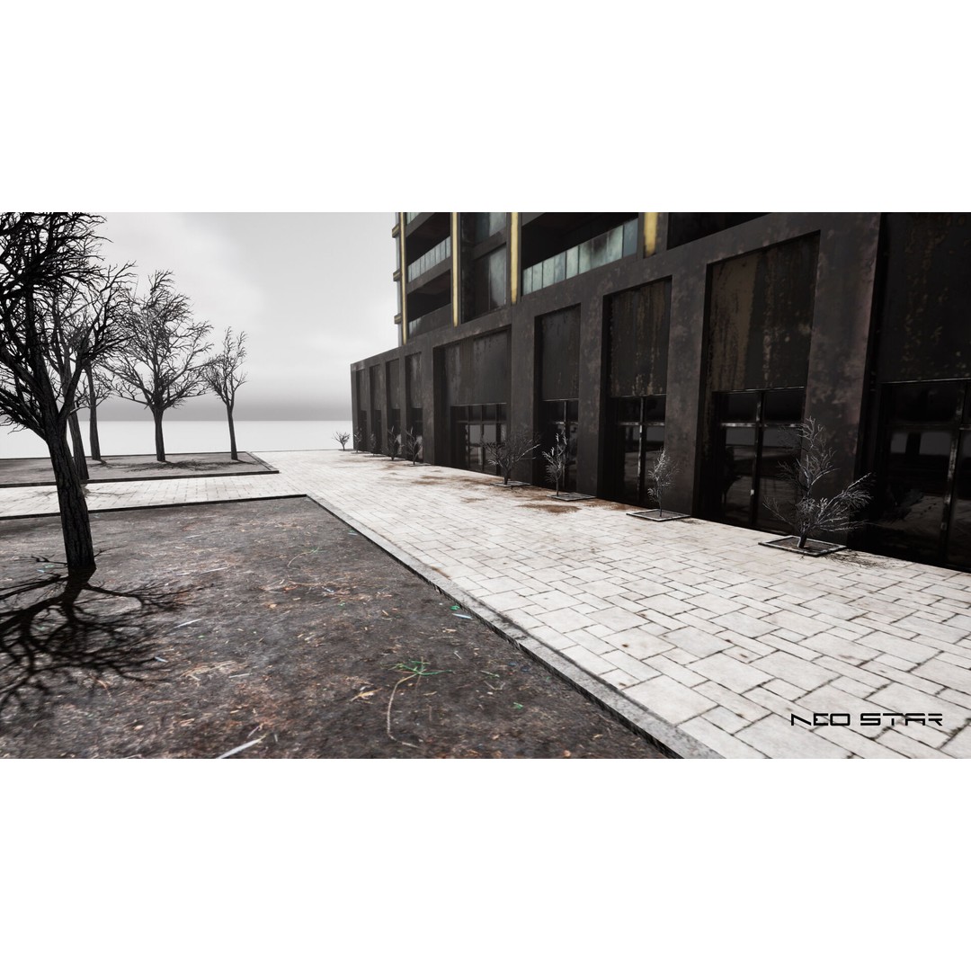Abandoned Hotel 3D Model – Low Poly Game Asset, FBX, PBR Textures - View 7