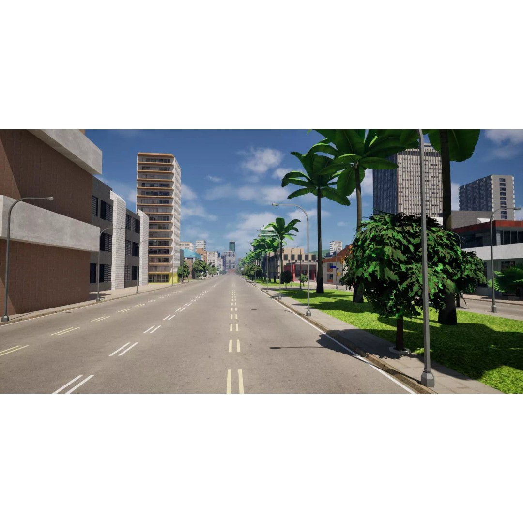 Complete Downtown City 3D Model – Low Poly Game Asset, Unreal Engine