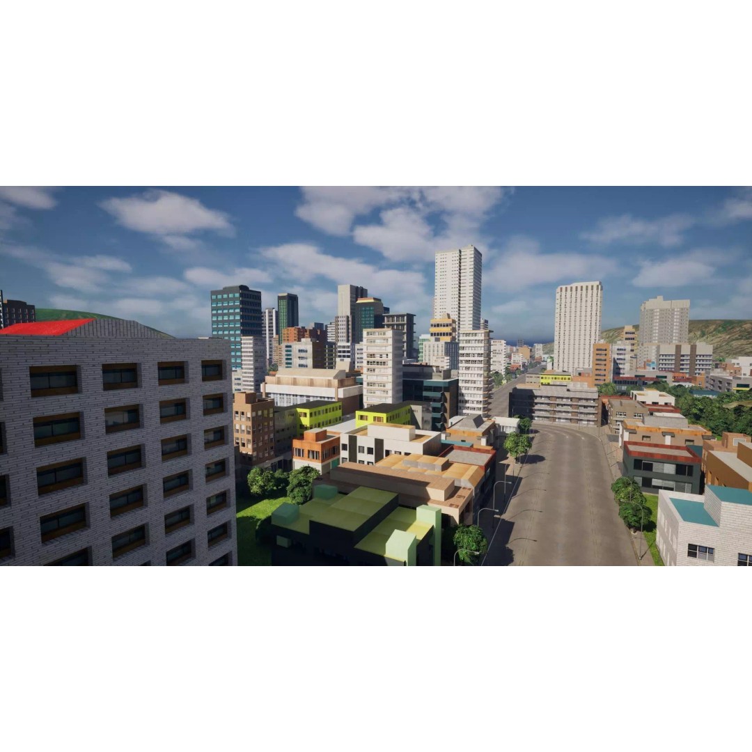 Complete Downtown City 3D Model – Low Poly Game Asset, Unreal Engine - View 14
