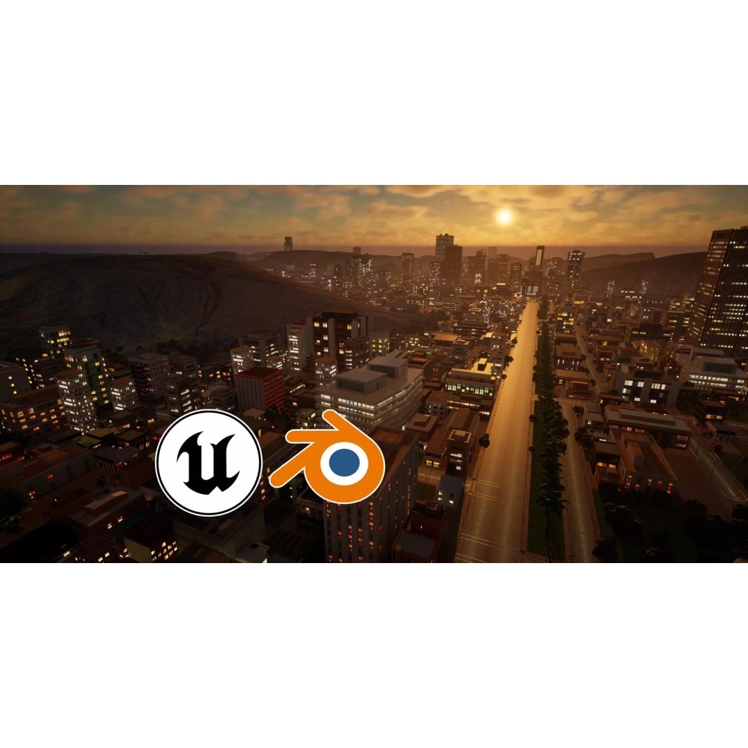 Complete Downtown City 3D Model – Low Poly Game Asset, Unreal Engine - View 2