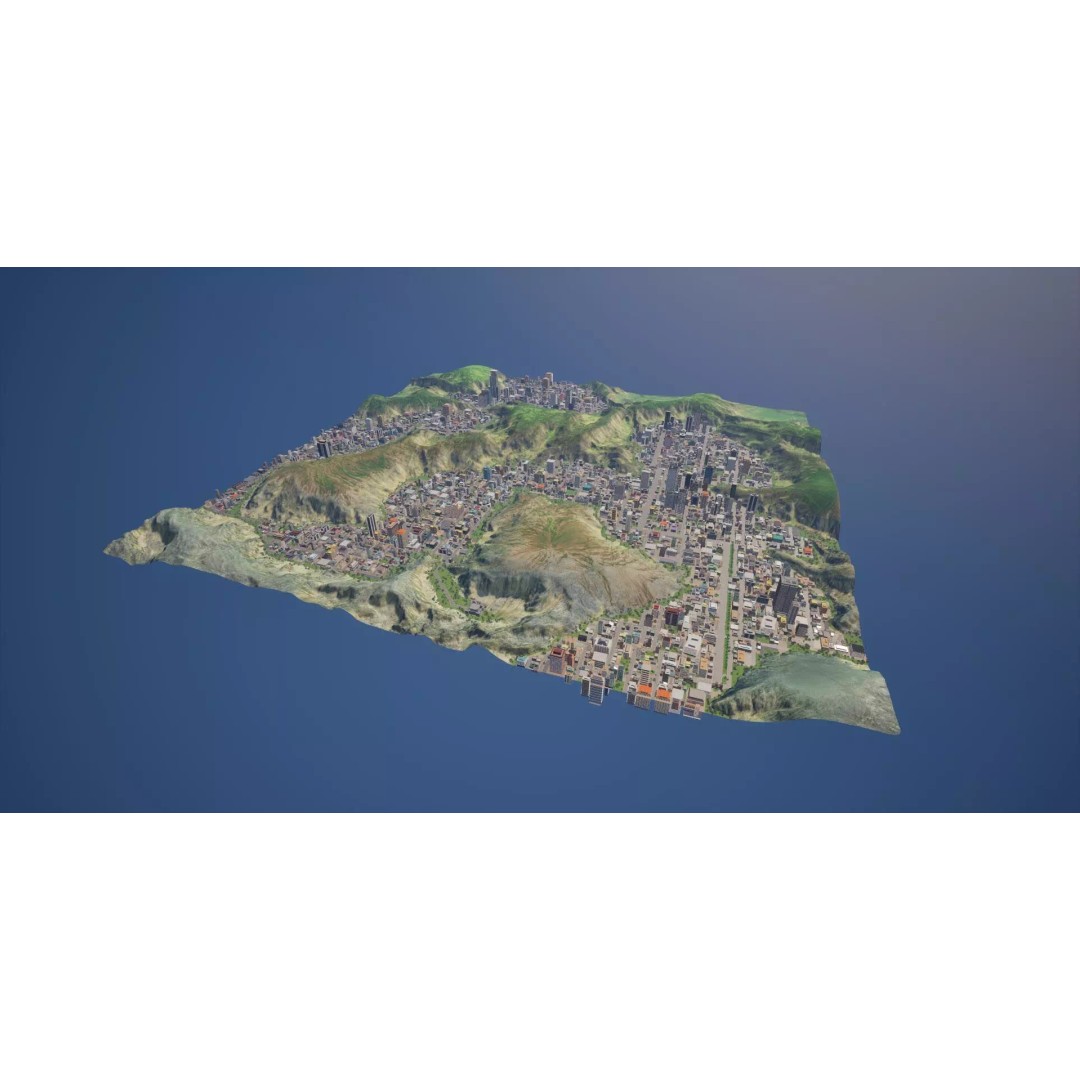 Complete Downtown City 3D Model – Low Poly Game Asset, Unreal Engine - View 5