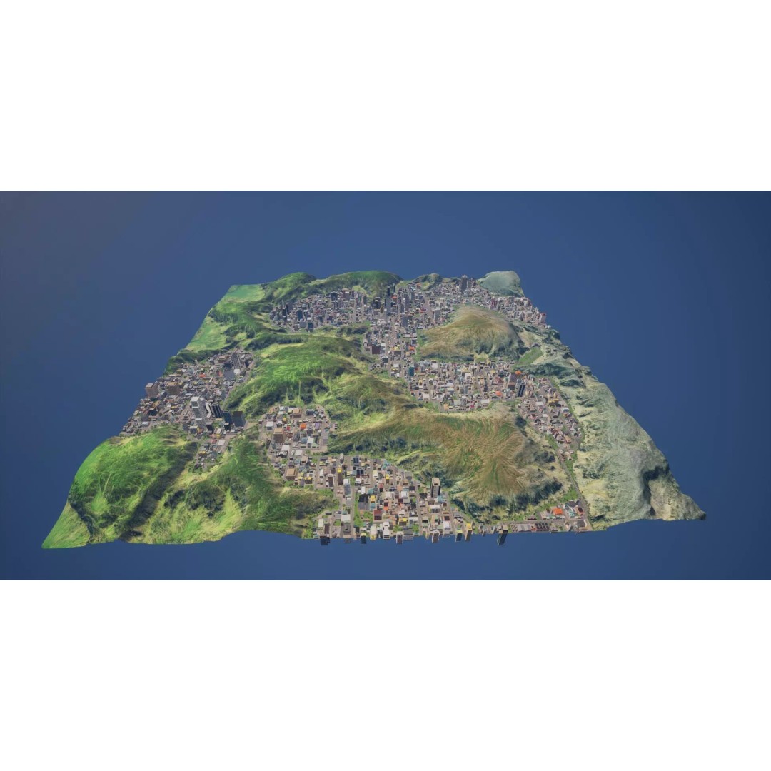 Complete Downtown City 3D Model – Low Poly Game Asset, Unreal Engine - View 6