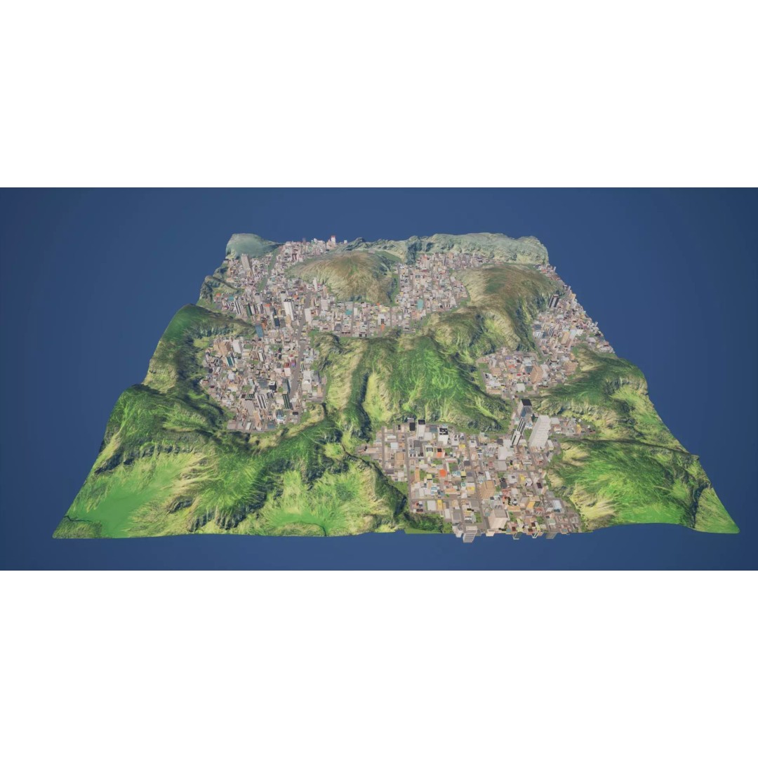 Complete Downtown City 3D Model – Low Poly Game Asset, Unreal Engine - View 7