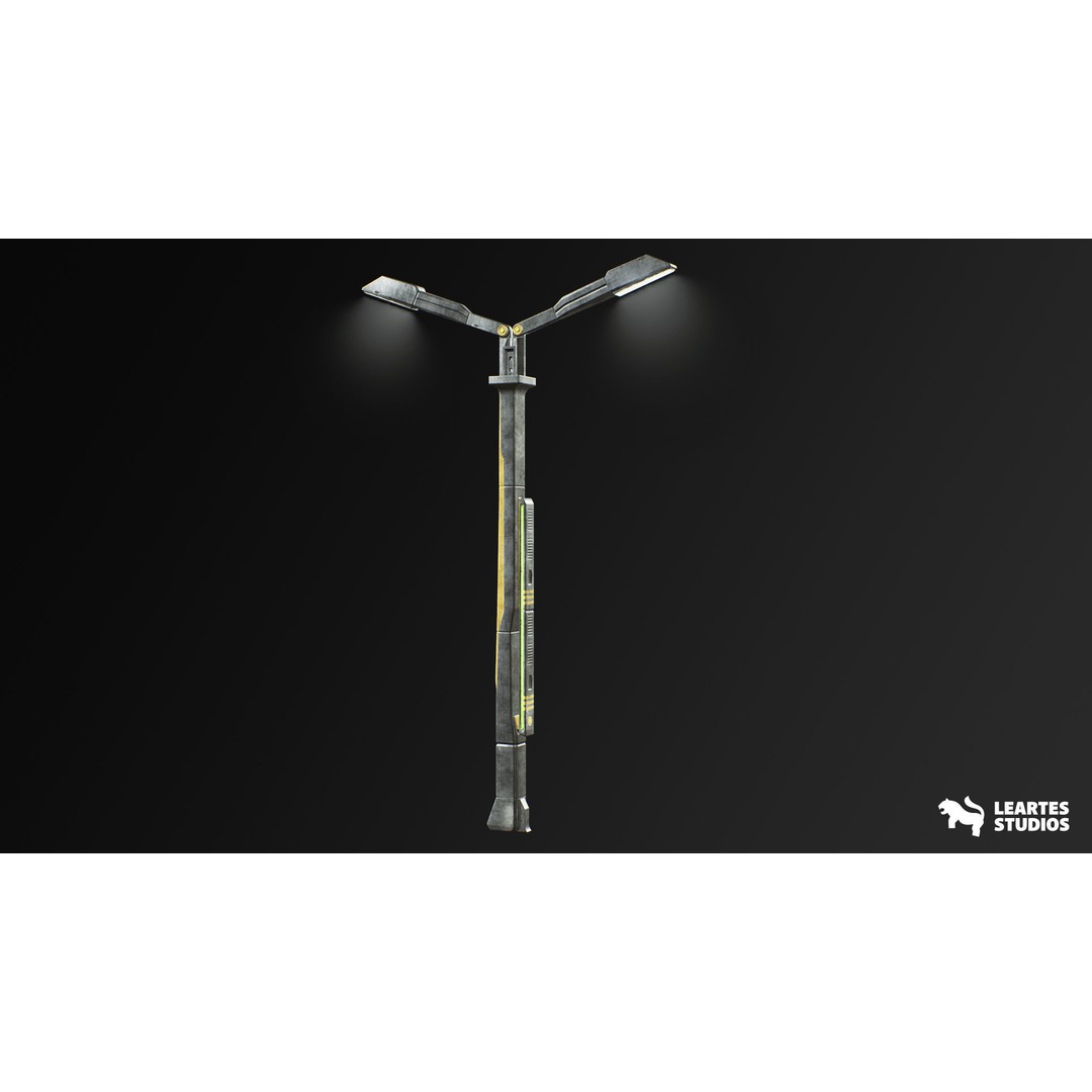 Cyberpunk Street Lights 3D Model – Low Poly Game Ready Asset, FBX - View 12