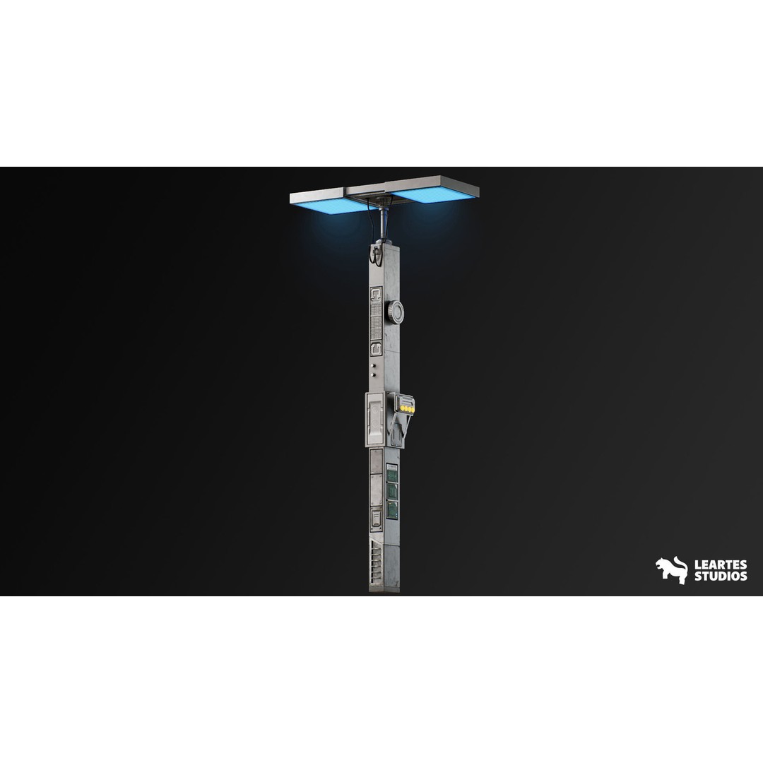 Cyberpunk Street Lights 3D Model – Low Poly Game Ready Asset, FBX - View 5