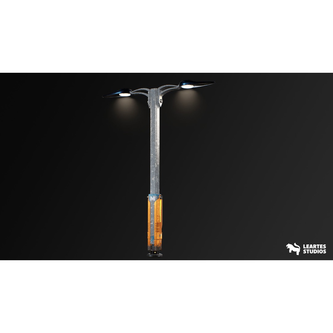 Cyberpunk Street Lights 3D Model – Low Poly Game Ready Asset, FBX - View 7