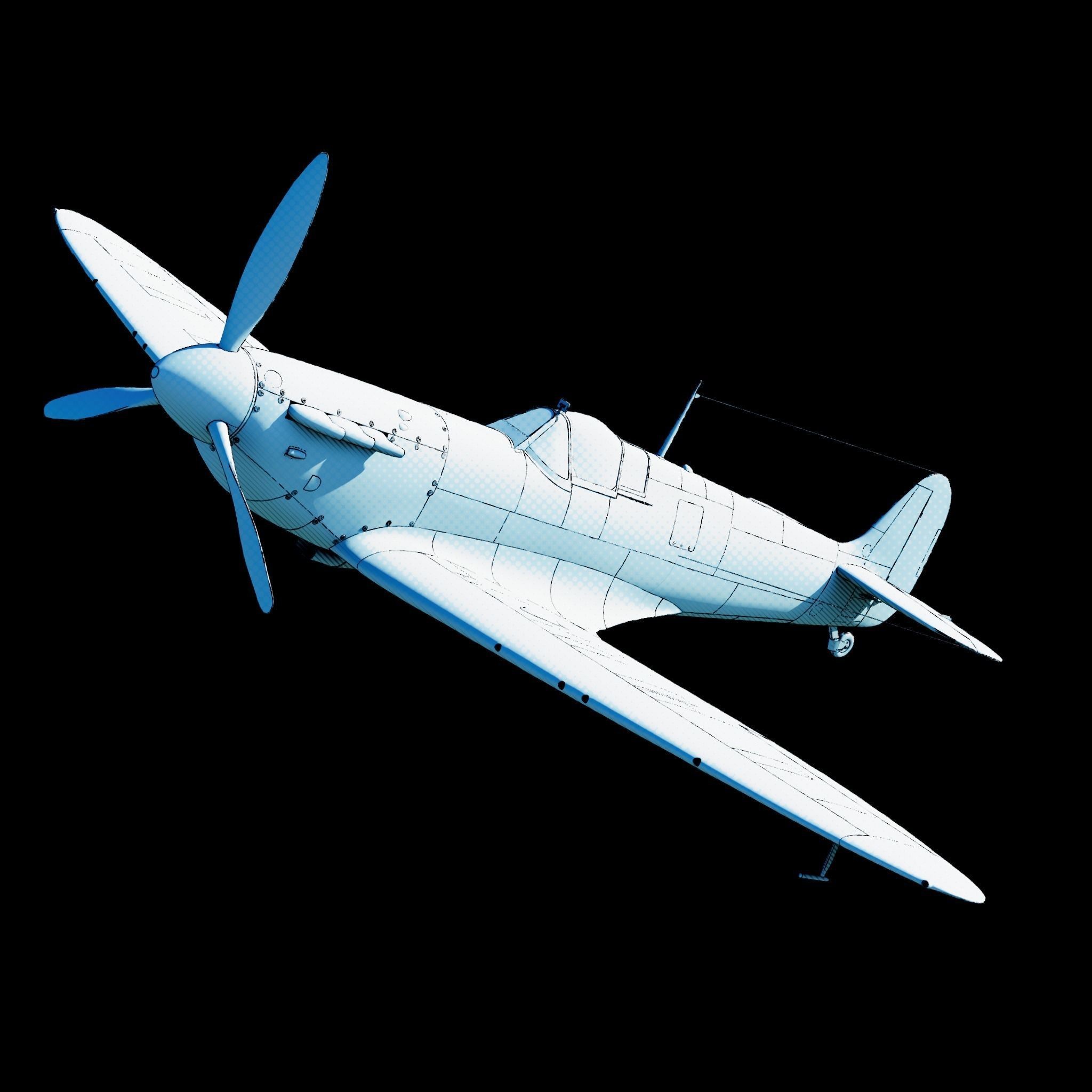 Mark 1 Supermarine Spitfire - Game-Ready 3D Model - View 5