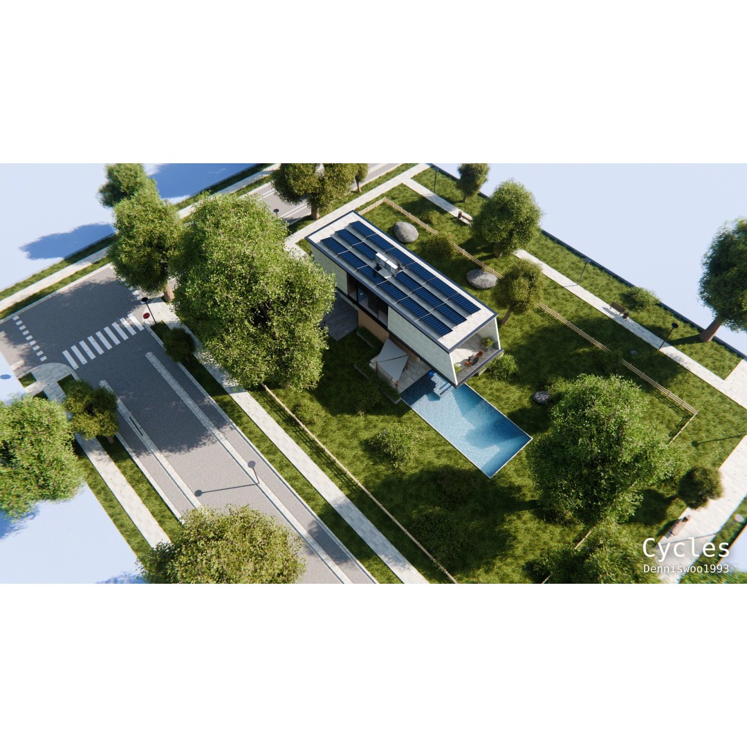 Modern Modular House 3D Model – Luxury Design with PBR Textures, Blender - View 11