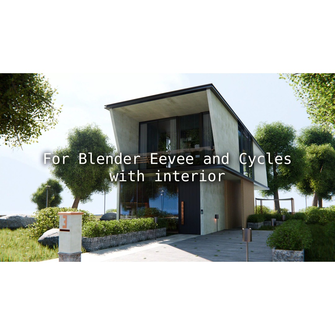 Modern Modular House 3D Model – Luxury Design with PBR Textures, Blender - View 2