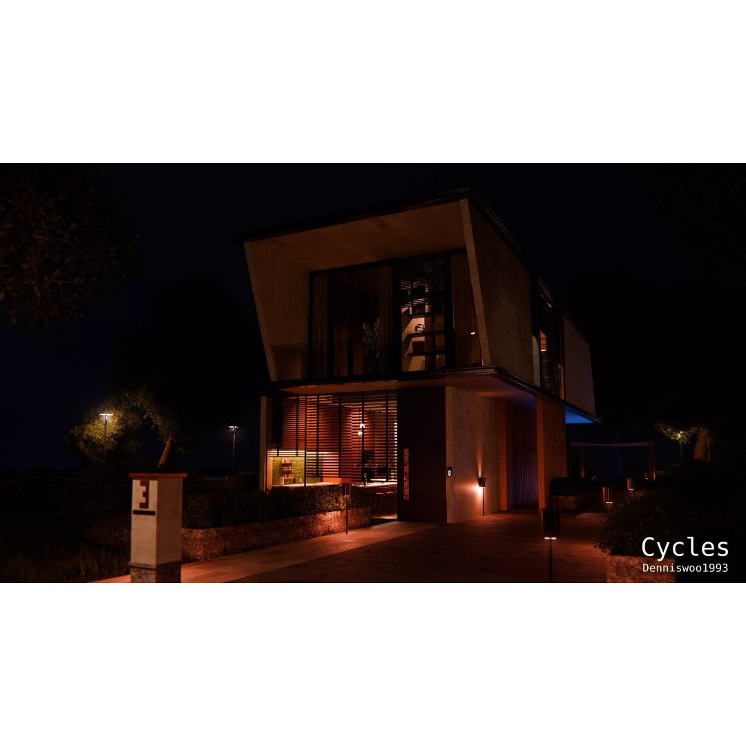 Modern Modular House 3D Model – Luxury Design with PBR Textures, Blender - View 4