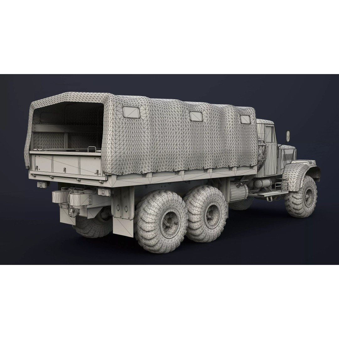 Kraz-255B Military Truck 3D Model – Low Poly Game Ready Asset - View 13
