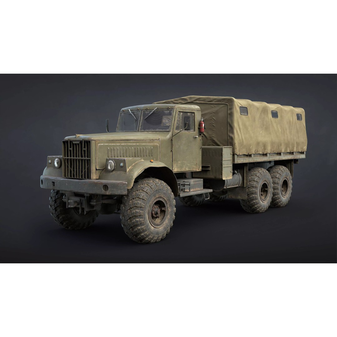 Kraz-255B Military Truck 3D Model – Low Poly Game Ready Asset - View 2