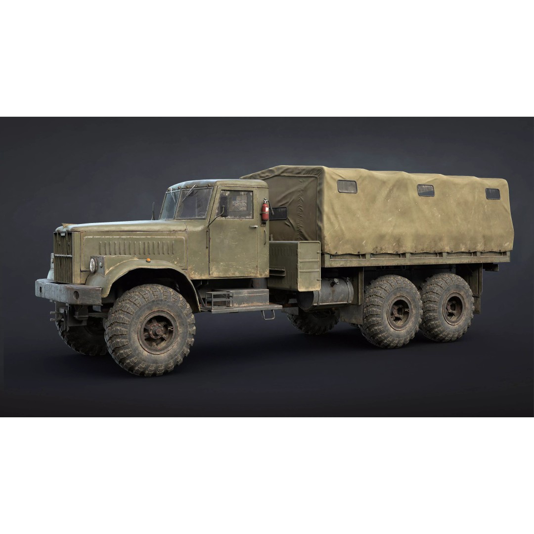 Kraz-255B Military Truck 3D Model – Low Poly Game Ready Asset - View 3