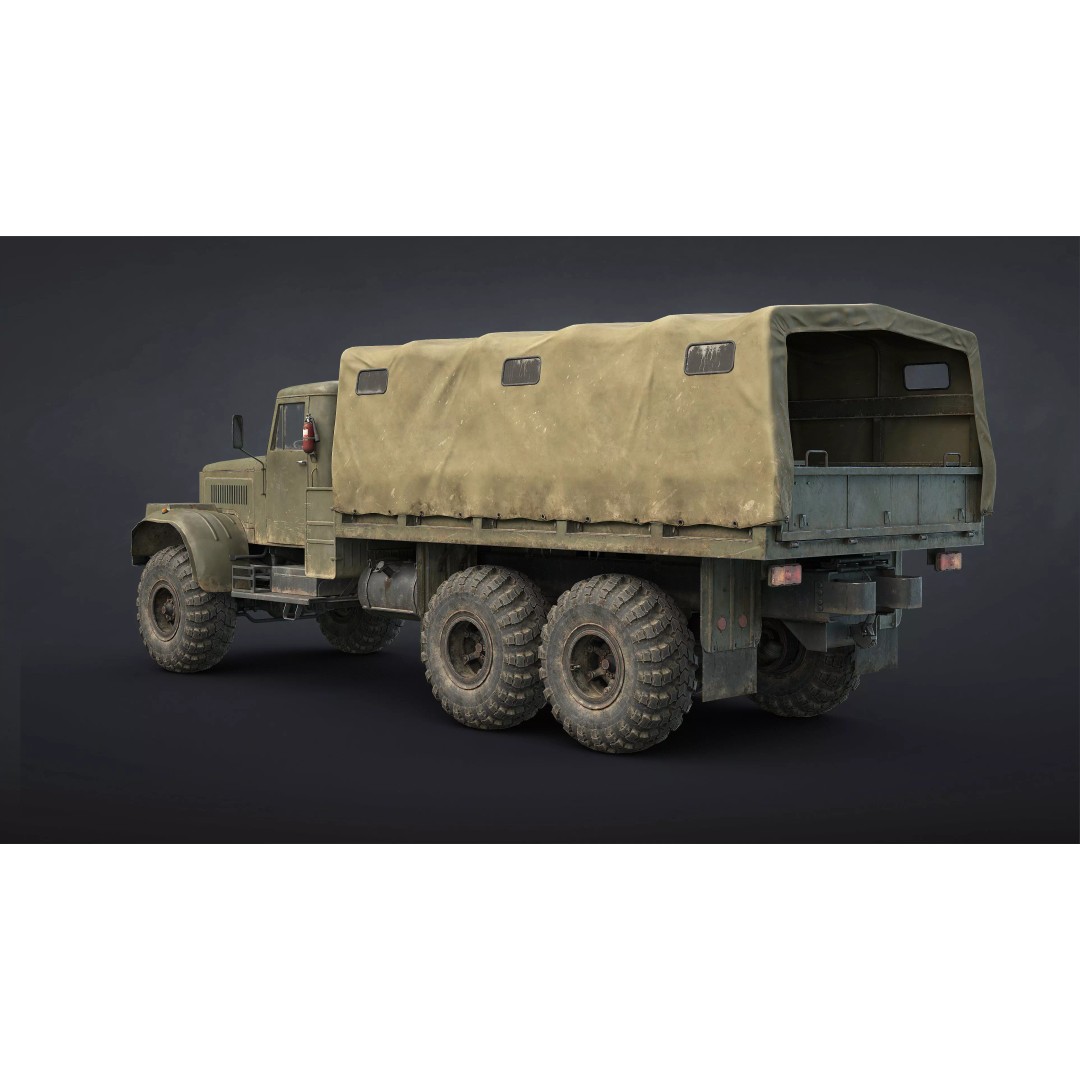 Kraz-255B Military Truck 3D Model – Low Poly Game Ready Asset - View 4