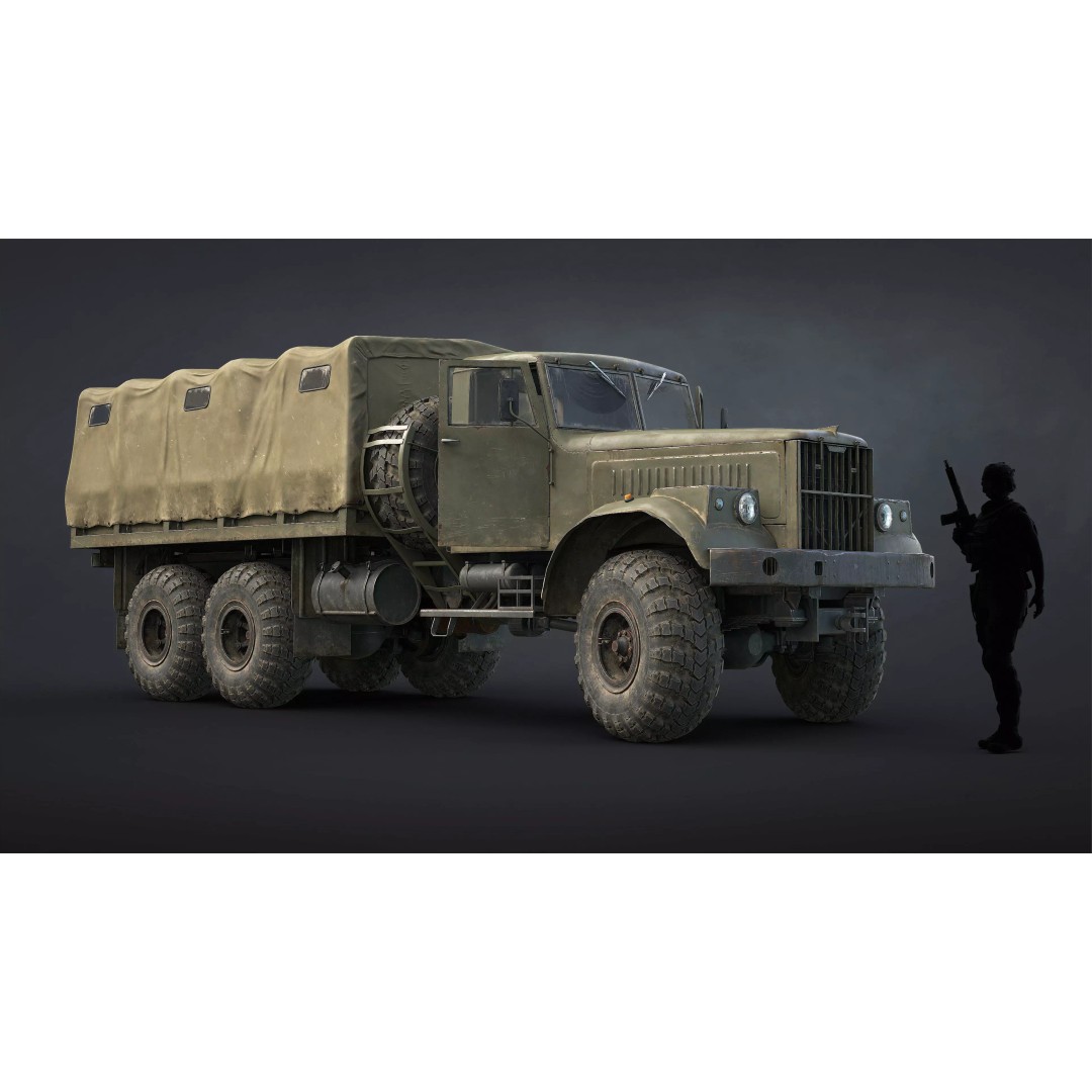 Kraz-255B Military Truck 3D Model – Low Poly Game Ready Asset - View 6
