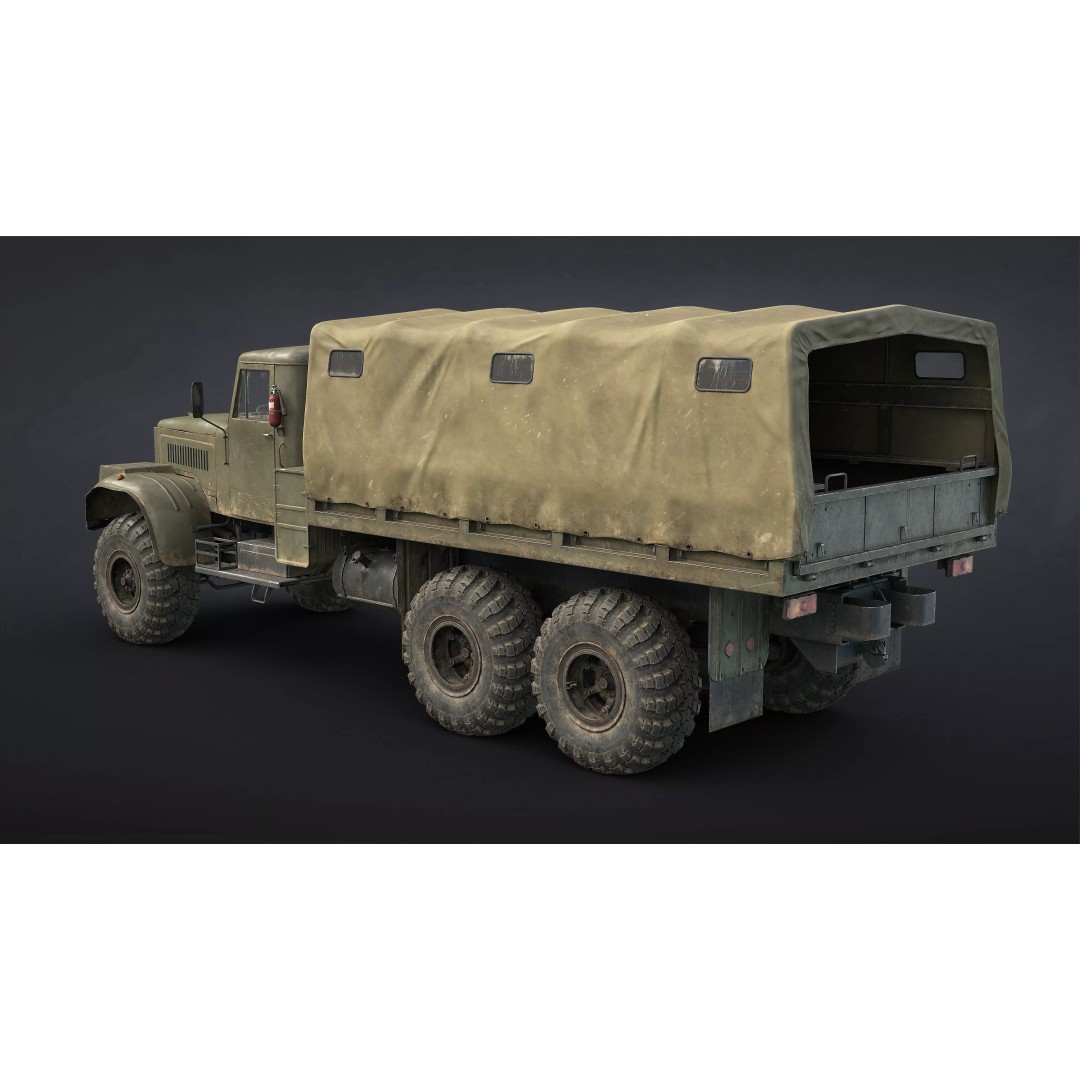 Kraz-255B Military Truck 3D Model – Low Poly Game Ready Asset - View 7