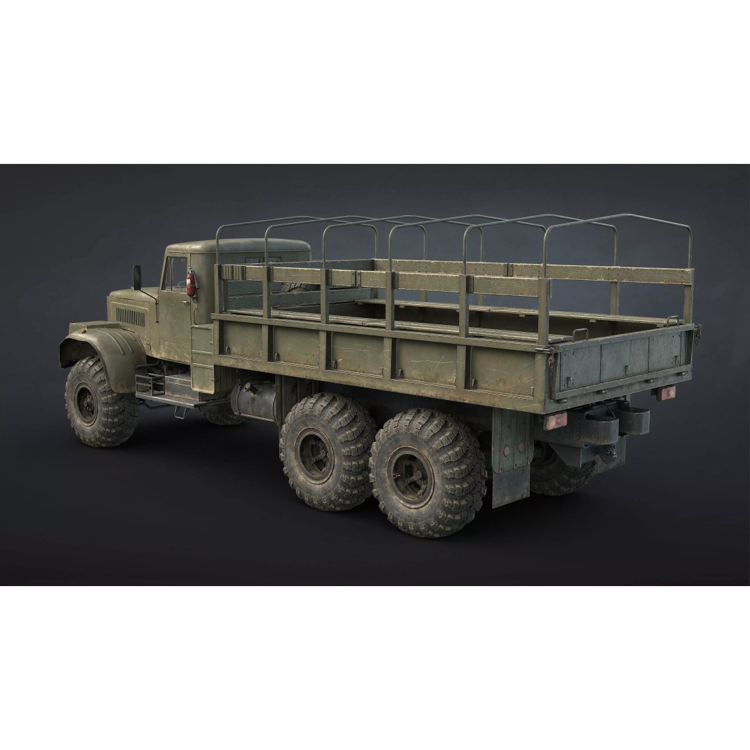 Kraz-255B Military Truck 3D Model – Low Poly Game Ready Asset - View 8