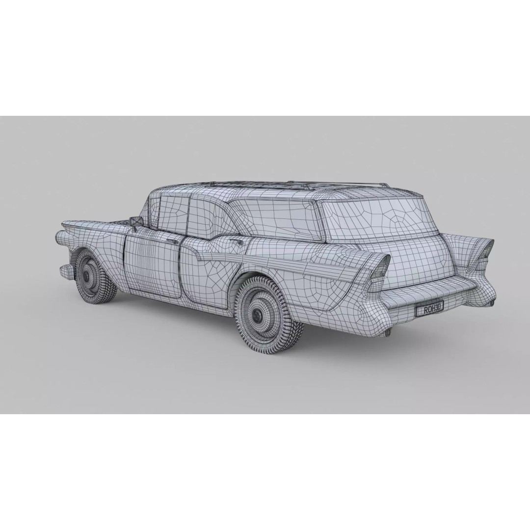 Classic Family Wagon 3D Model – Low Poly Vintage Transport, FBX