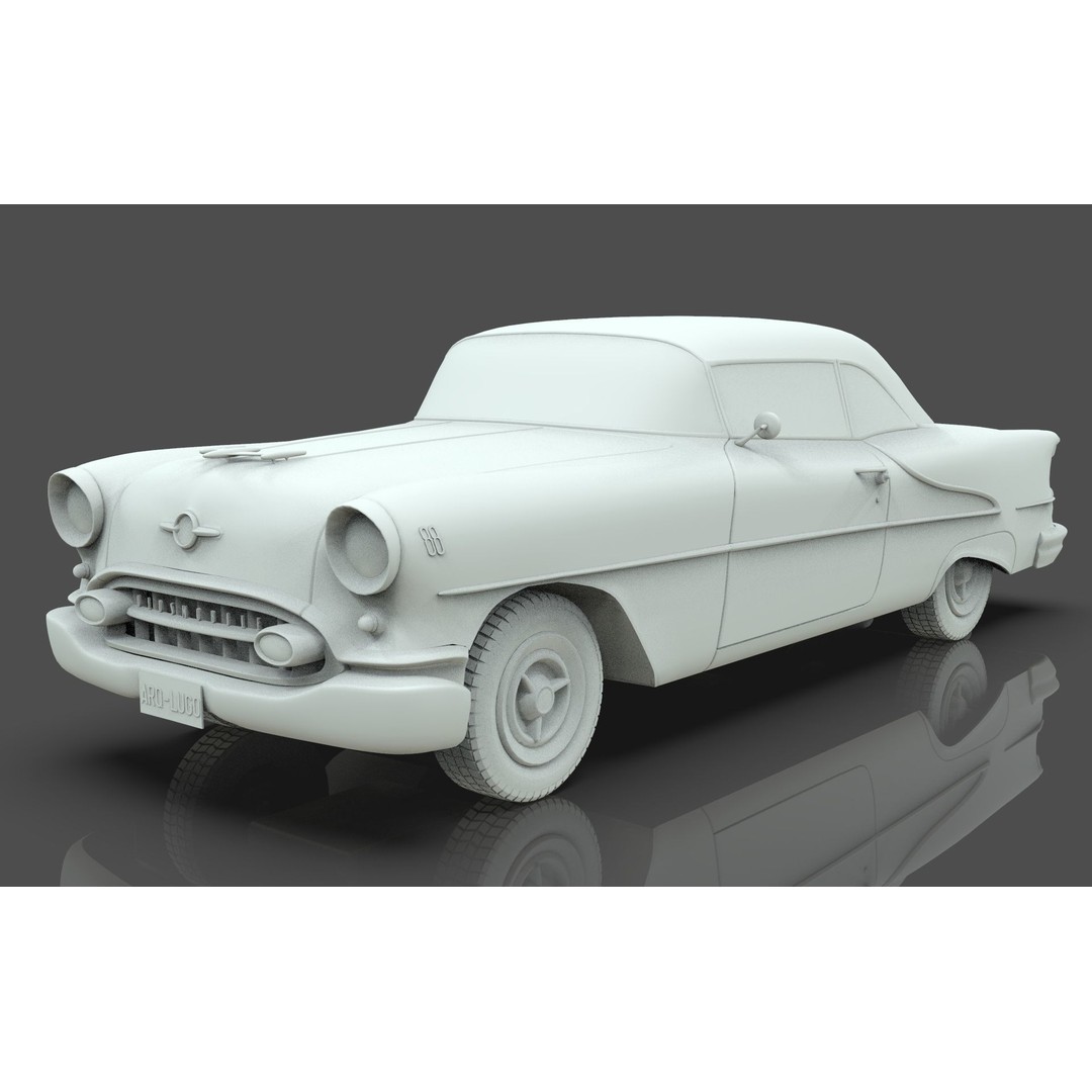 Oldsmobile 88 Coupe 1955 3D Model – Low Poly Game Asset, Blender, FBX - View 12