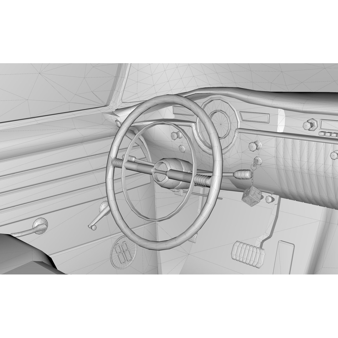 Oldsmobile 88 Coupe 1955 3D Model – Low Poly Game Asset, Blender, FBX - View 16