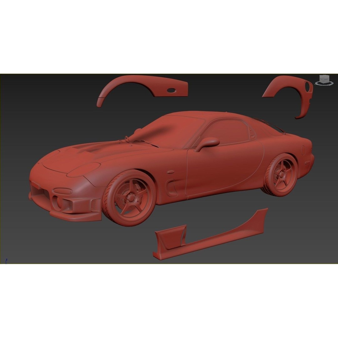 Mazda RX-7 3D Model – High Poly Racing Car, FBX & OBJ Formats