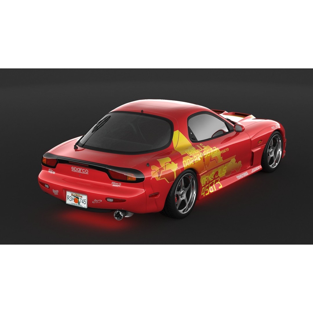 Mazda RX-7 3D Model – High Poly Racing Car, FBX & OBJ Formats - View 11