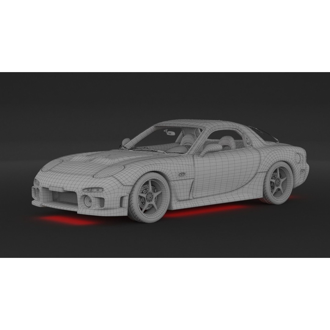 Mazda RX-7 3D Model – High Poly Racing Car, FBX & OBJ Formats - View 12