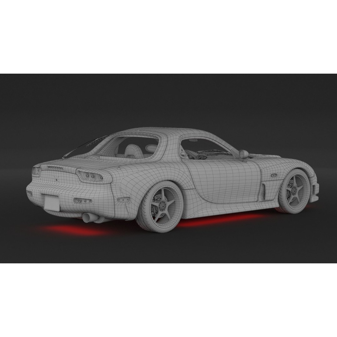 Mazda RX-7 3D Model – High Poly Racing Car, FBX & OBJ Formats - View 13