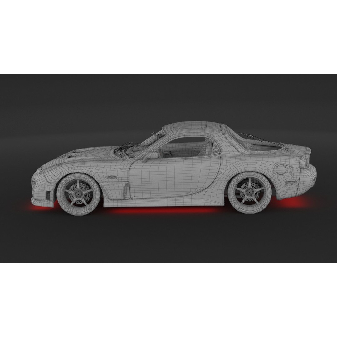 Mazda RX-7 3D Model – High Poly Racing Car, FBX & OBJ Formats - View 14