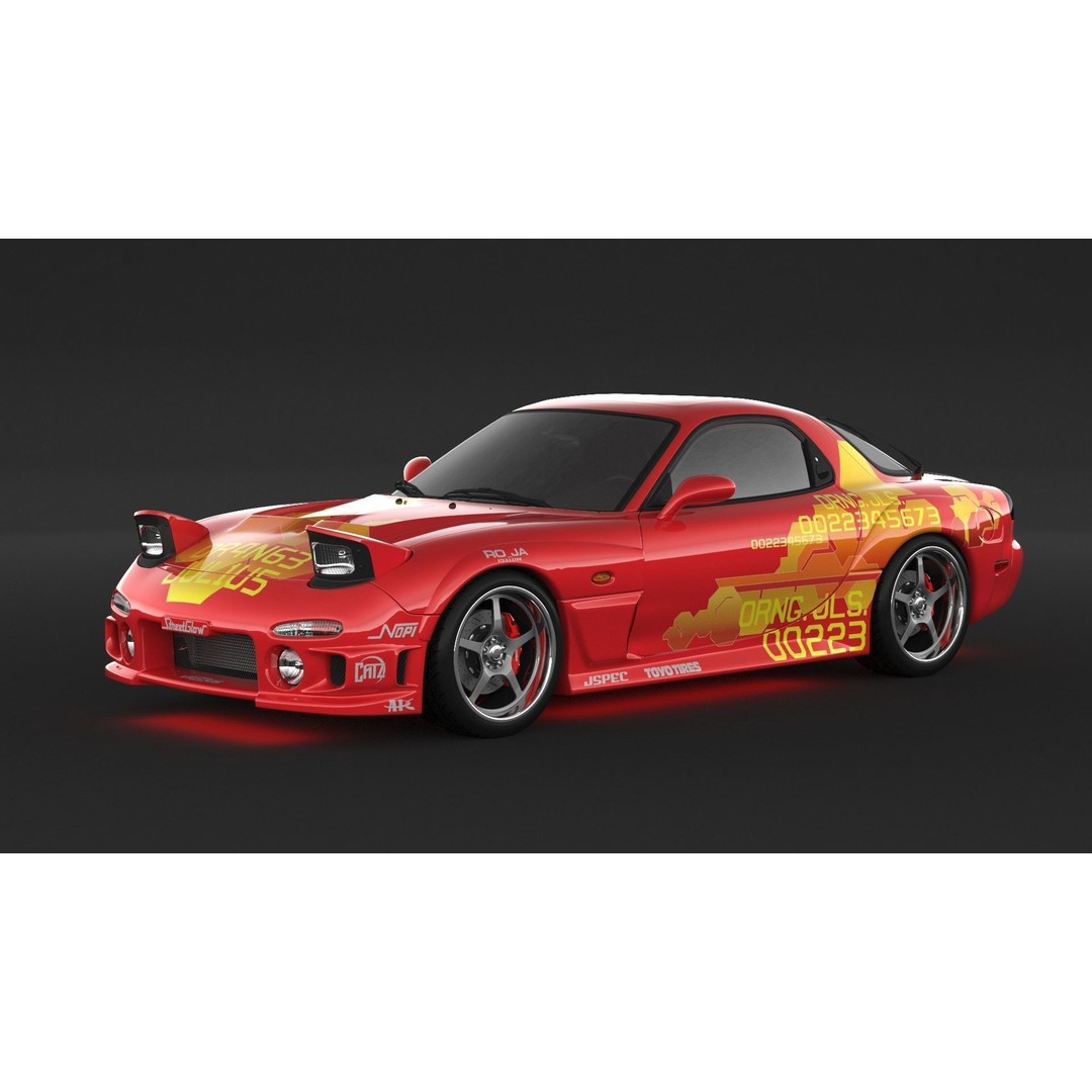 Mazda RX-7 3D Model – High Poly Racing Car, FBX & OBJ Formats - View 3