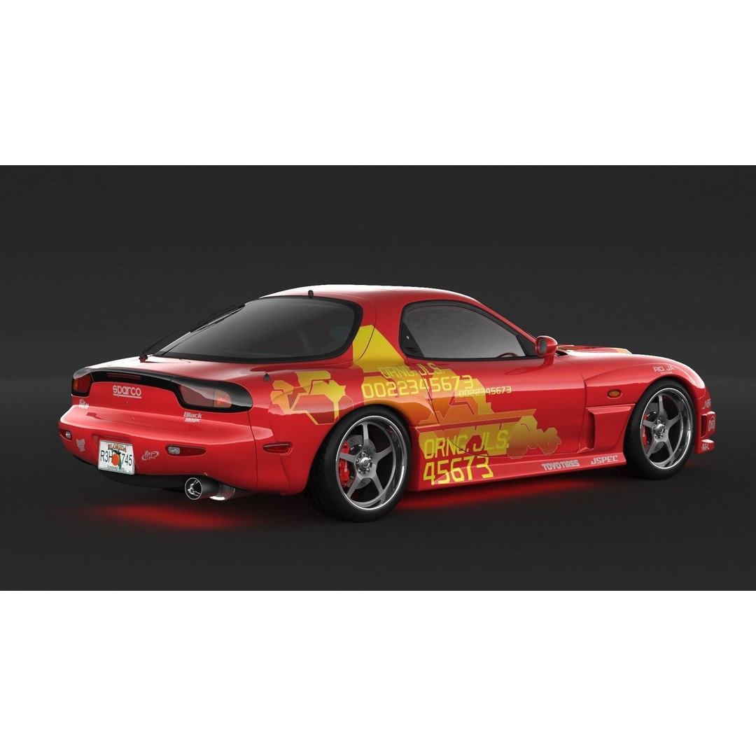Mazda RX-7 3D Model – High Poly Racing Car, FBX & OBJ Formats - View 4