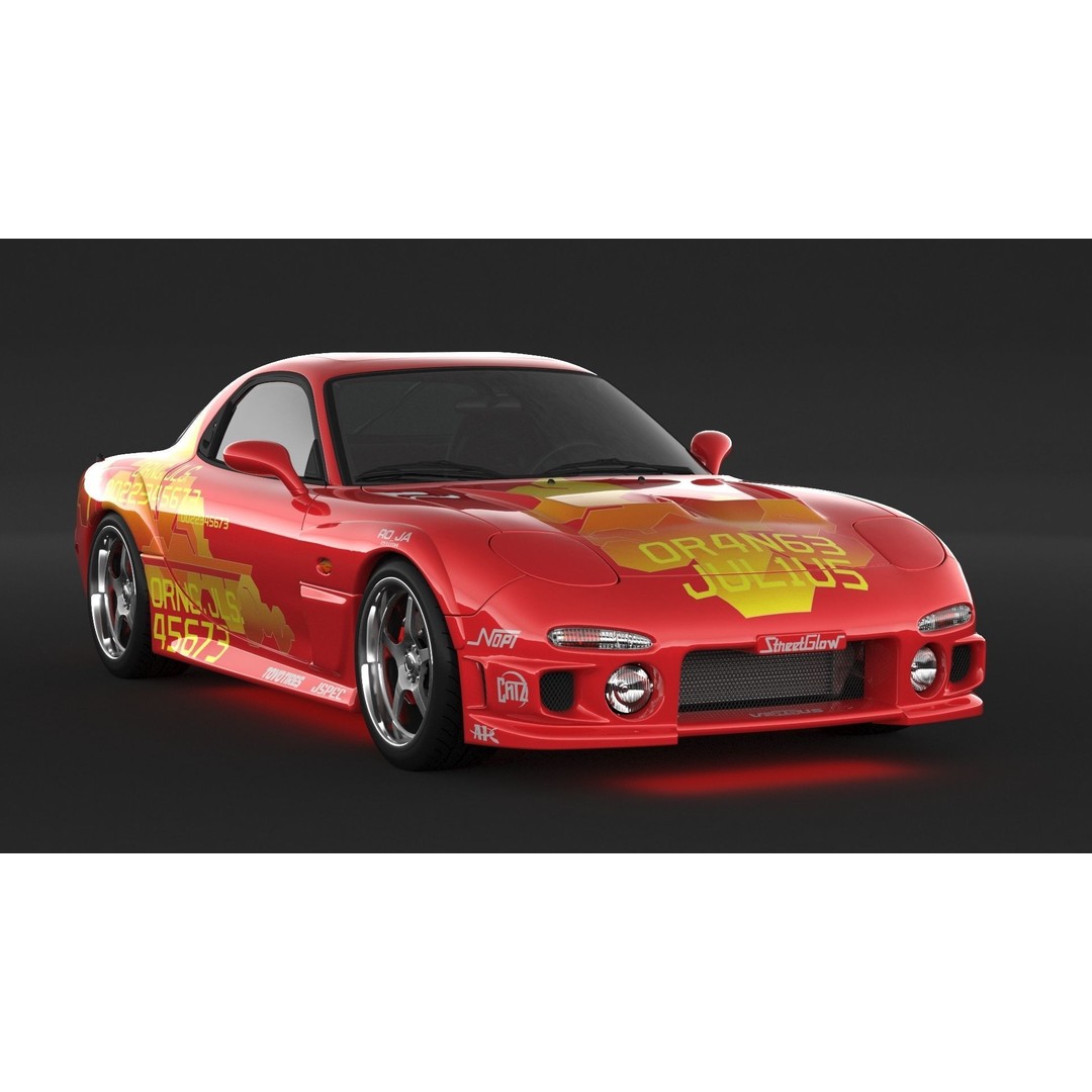Mazda RX-7 3D Model – High Poly Racing Car, FBX & OBJ Formats - View 5