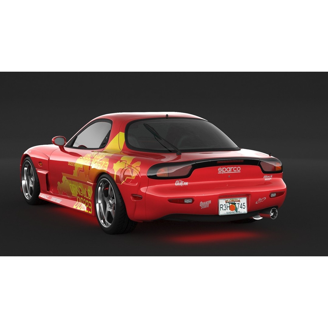 Mazda RX-7 3D Model – High Poly Racing Car, FBX & OBJ Formats - View 7