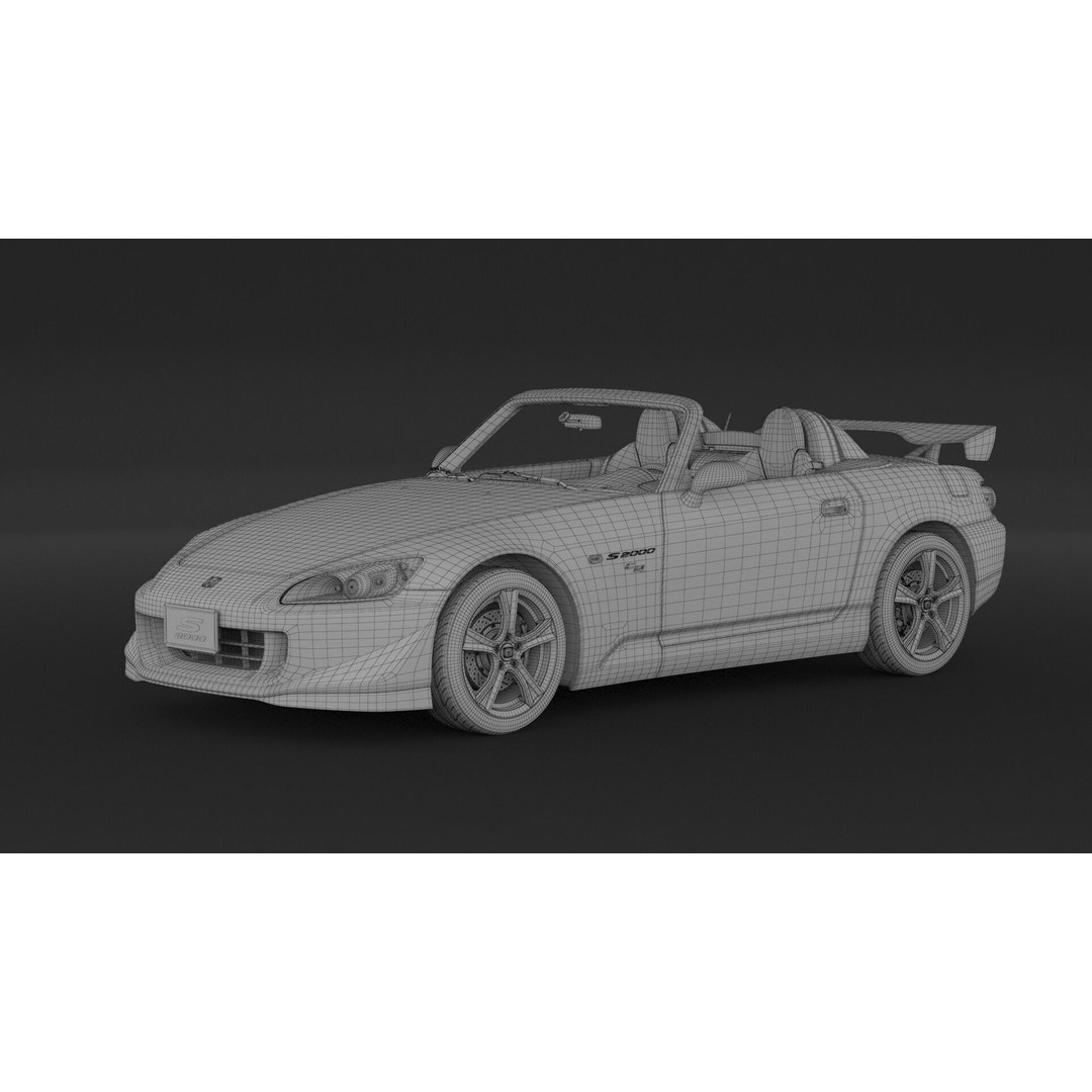 Honda S2000 AP2 CR 3D Model – High Poly Racing Car, FBX & OBJ Formats - View 14