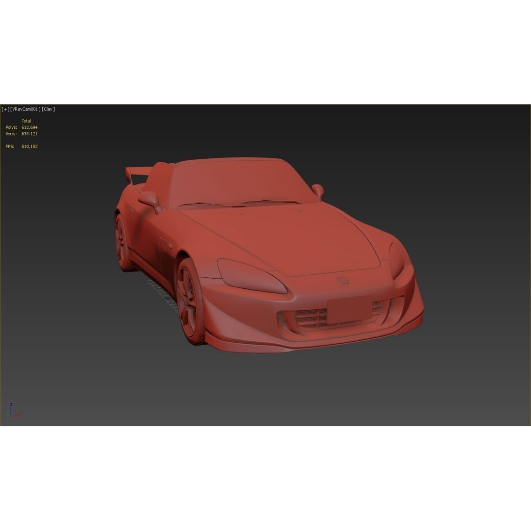 Honda S2000 AP2 CR 3D Model – High Poly Racing Car, FBX & OBJ Formats - View 17