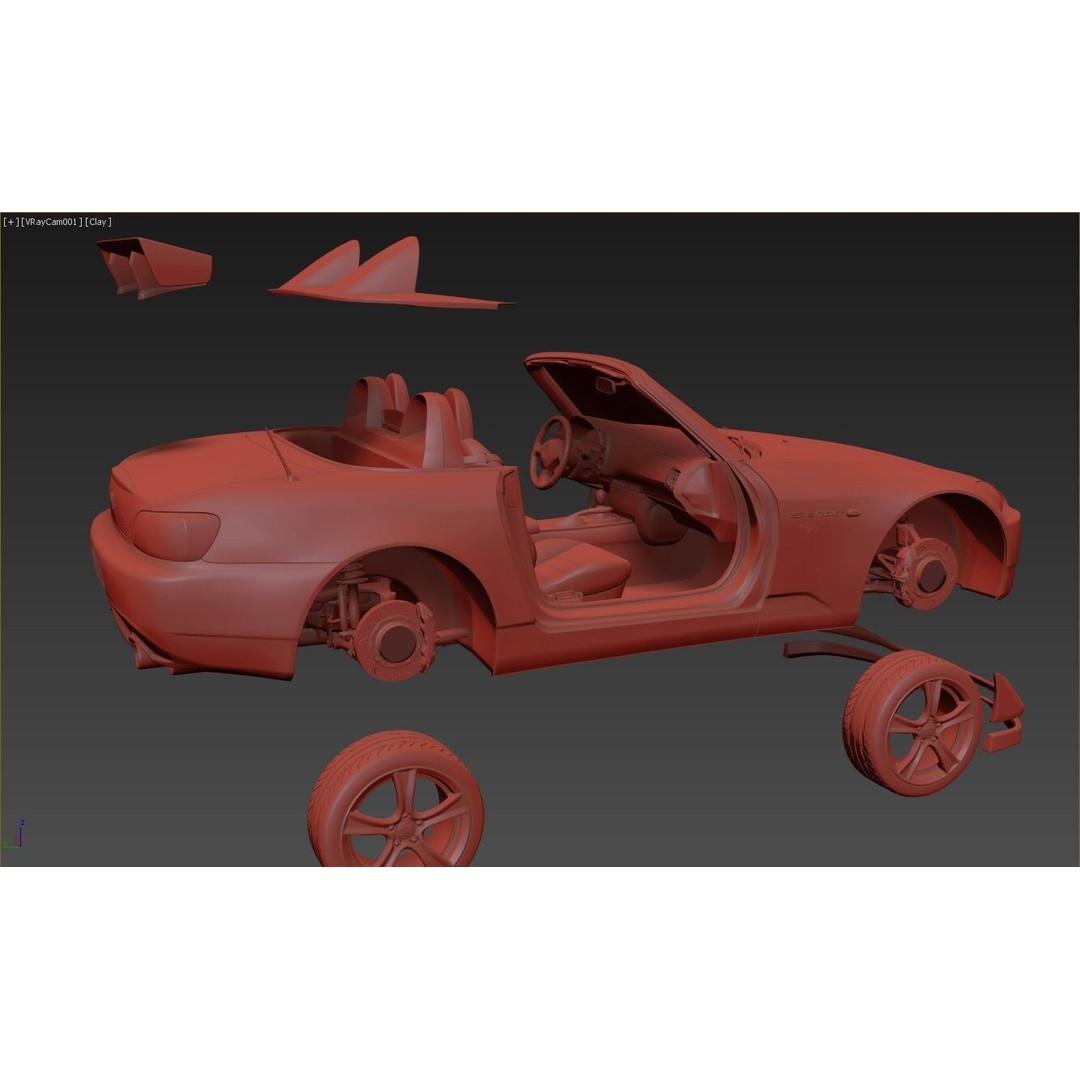 Honda S2000 AP2 CR 3D Model – High Poly Racing Car, FBX & OBJ Formats - View 22