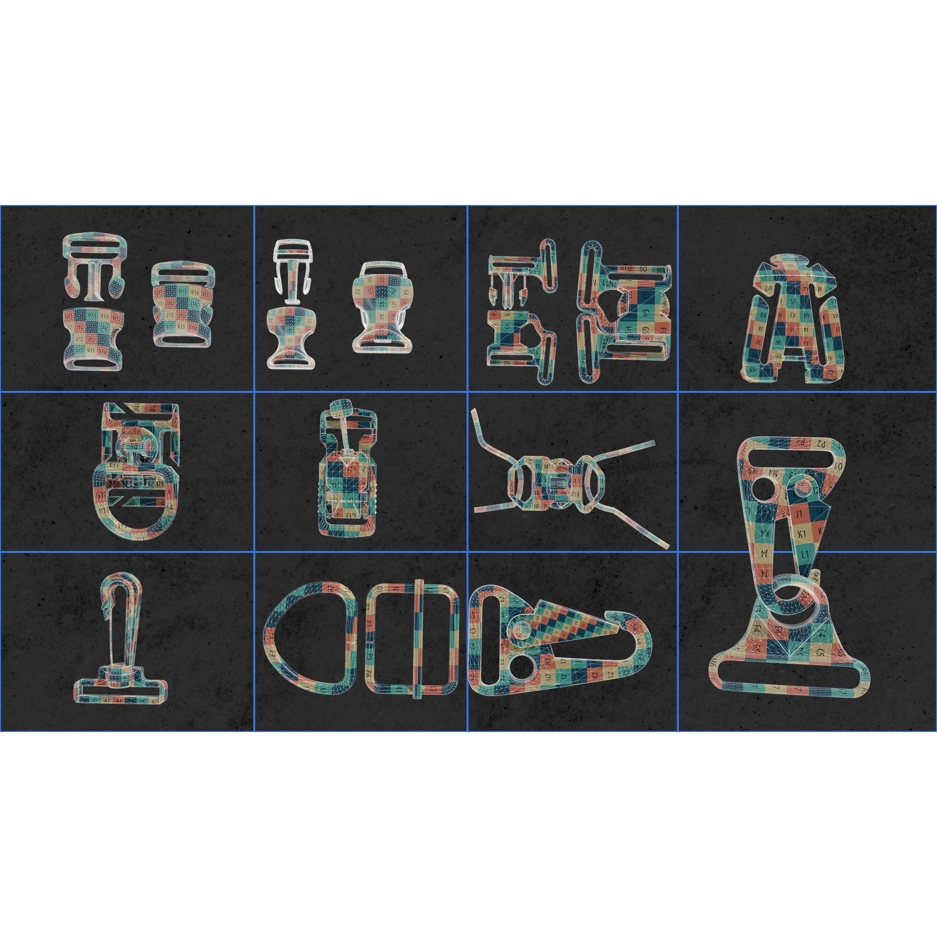 Buckle and Straps - Low-Poly Game-Ready 3D Model - View 12