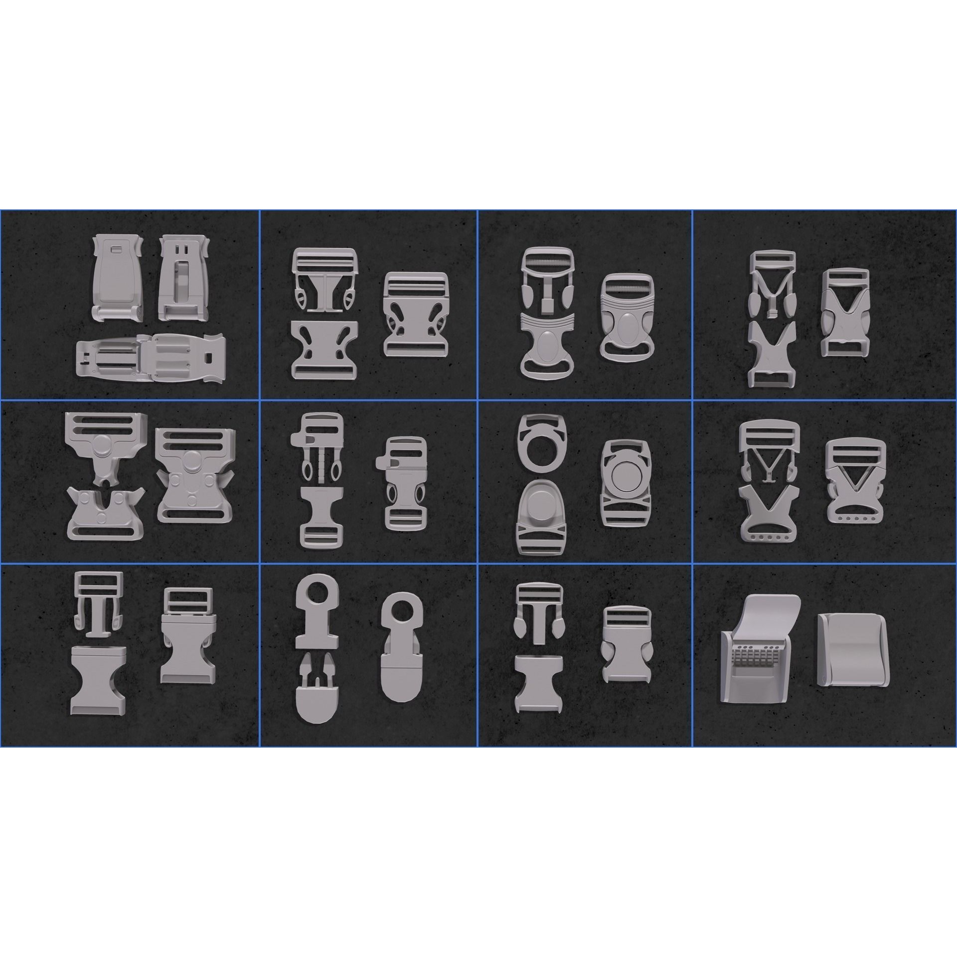 Buckle and Straps - Low-Poly Game-Ready 3D Model - View 3