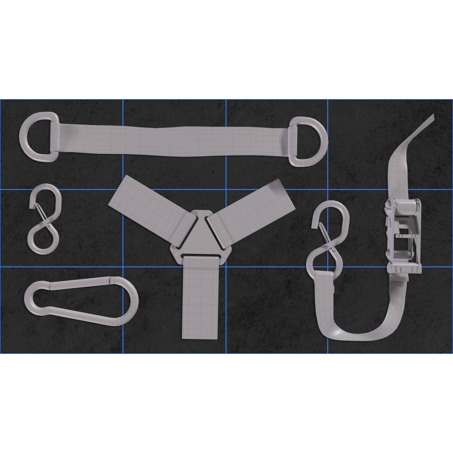Buckle and Straps - Low-Poly Game-Ready 3D Model - View 7