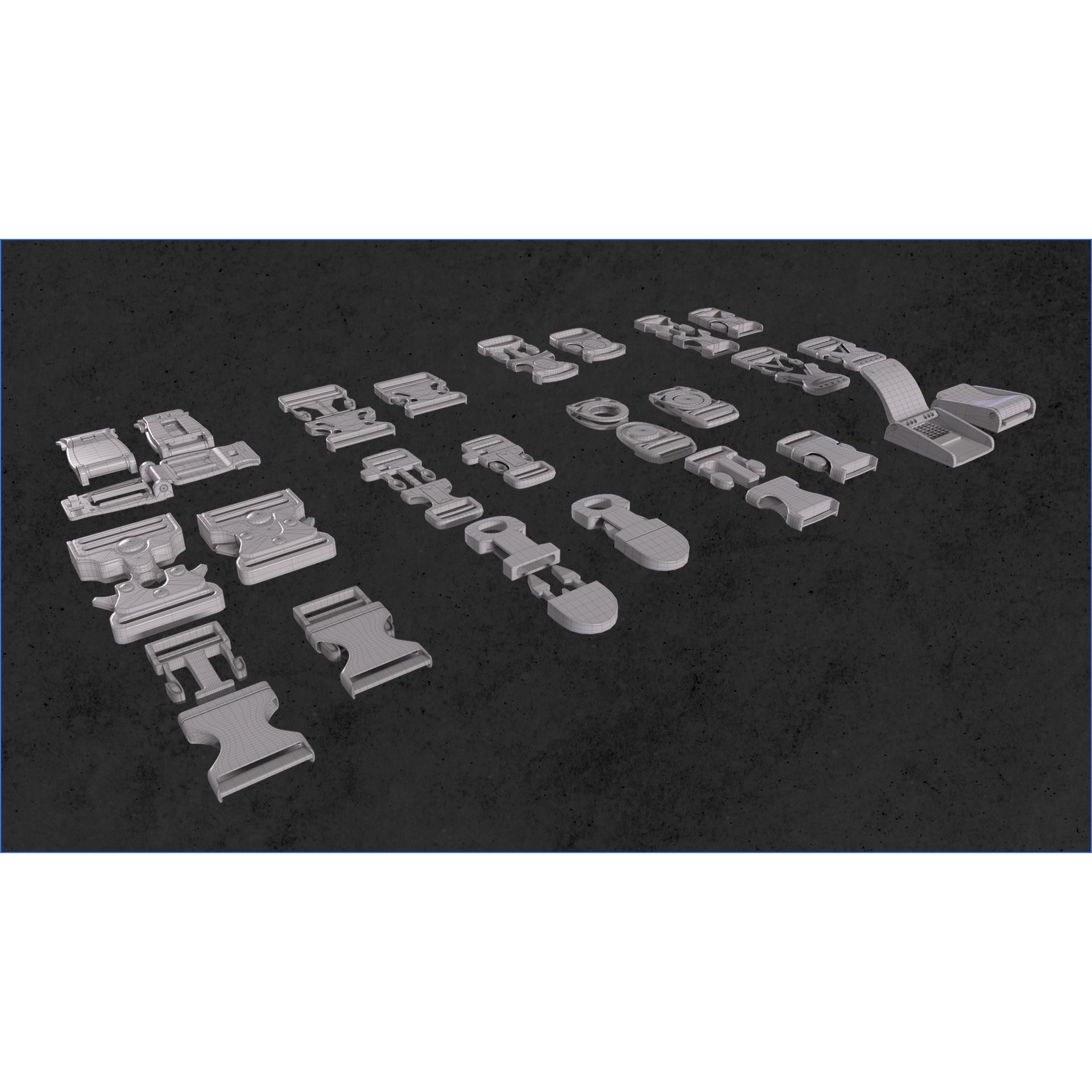 Buckle and Straps - Low-Poly Game-Ready 3D Model - View 8