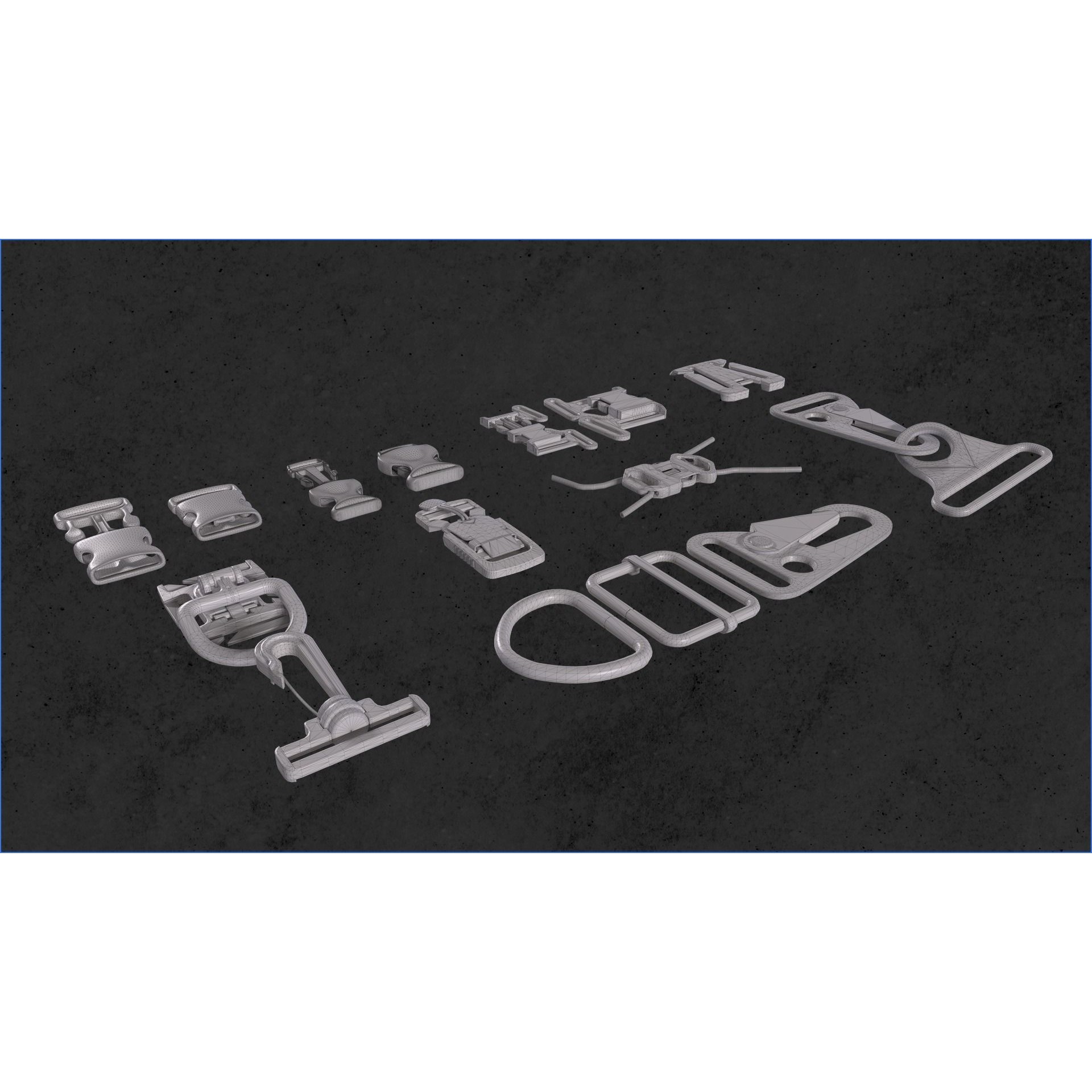 Buckle and Straps - Low-Poly Game-Ready 3D Model - View 9