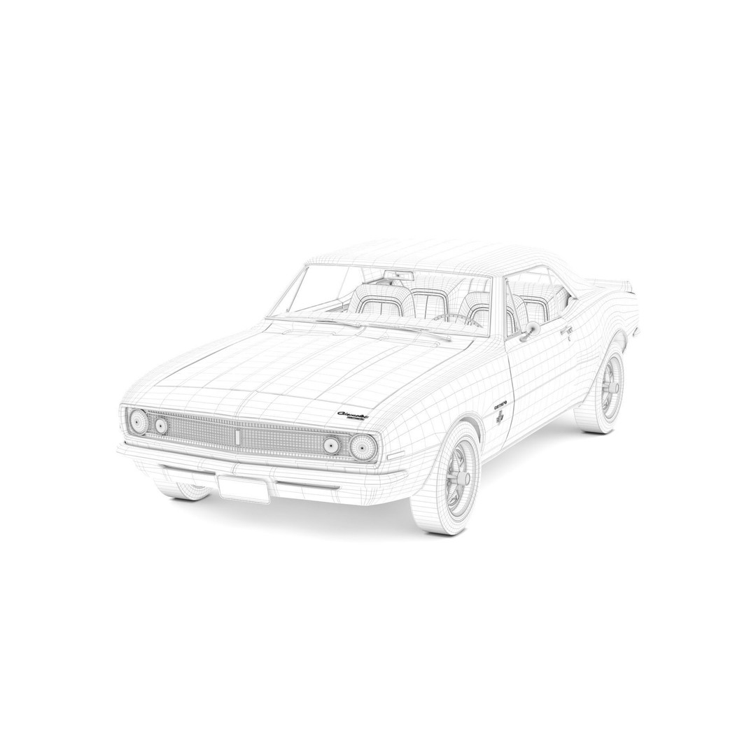 Chevrolet Camaro 1967 3D Model – Low Poly Game Asset, PBR, FBX, OBJ - View 15